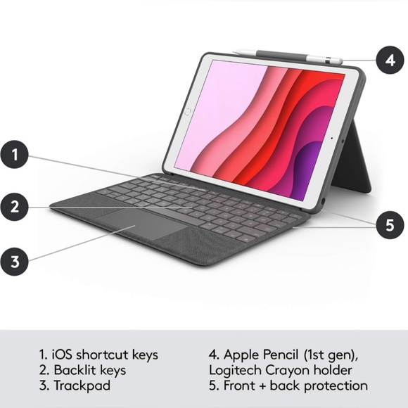 Logitech Combo Touch Detachable Keyboard case - Picture 3 of 9